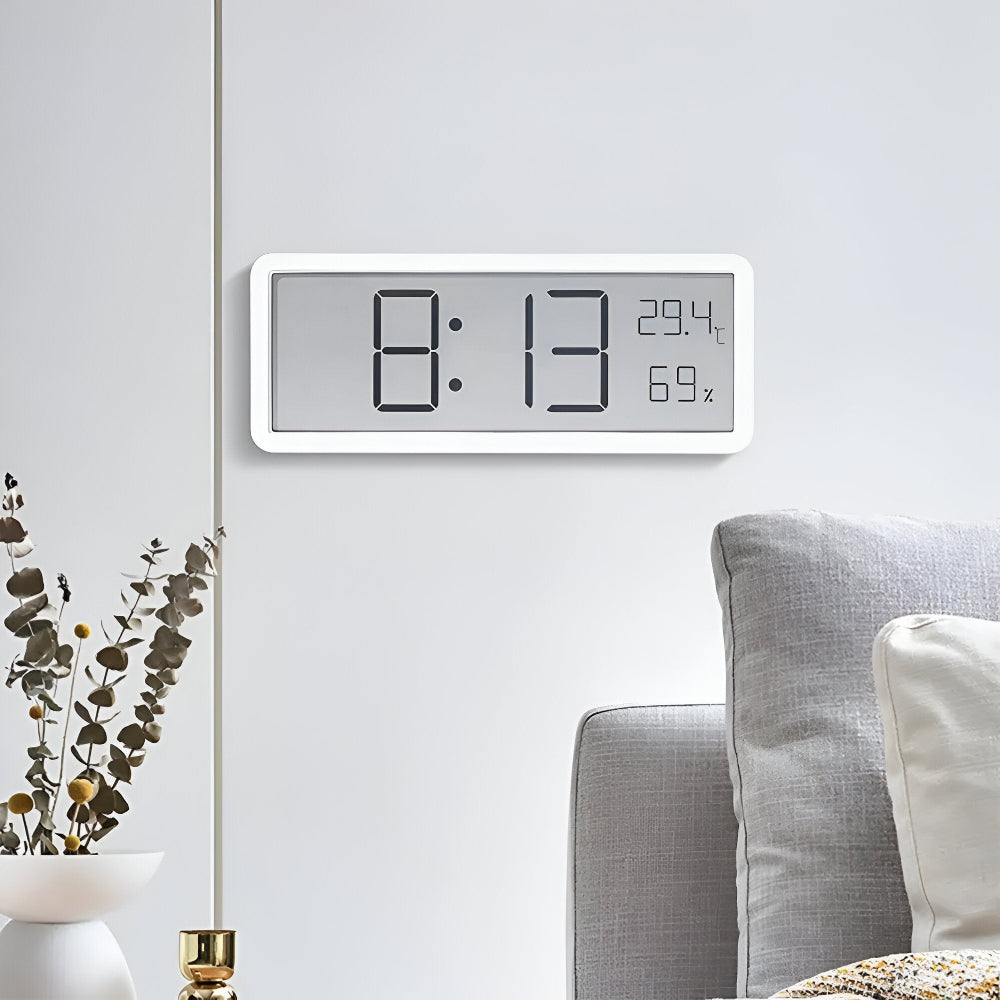 Modern LED Wall Clock - Sleek Display with Temperature & Humidity Tracking