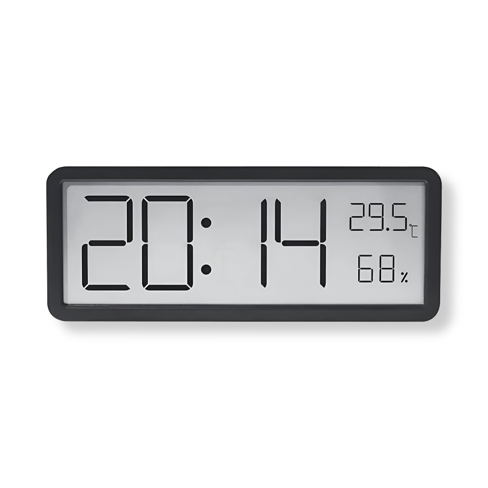 Modern LED Wall Clock - Sleek Display with Temperature & Humidity Tracking