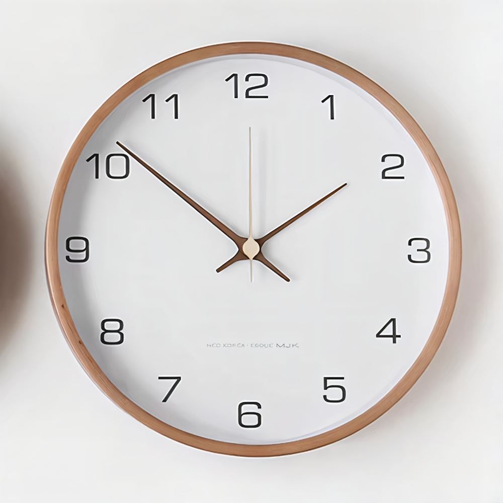 Modern Wall Clock - Gray and White Round Wood Design for Home or Workspace