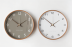 Modern Wall Clock - Gray and White Round Wood Design for Home or Workspace