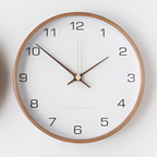 Modern Wall Clock - Gray and White Round Wood Design for Home or Workspace