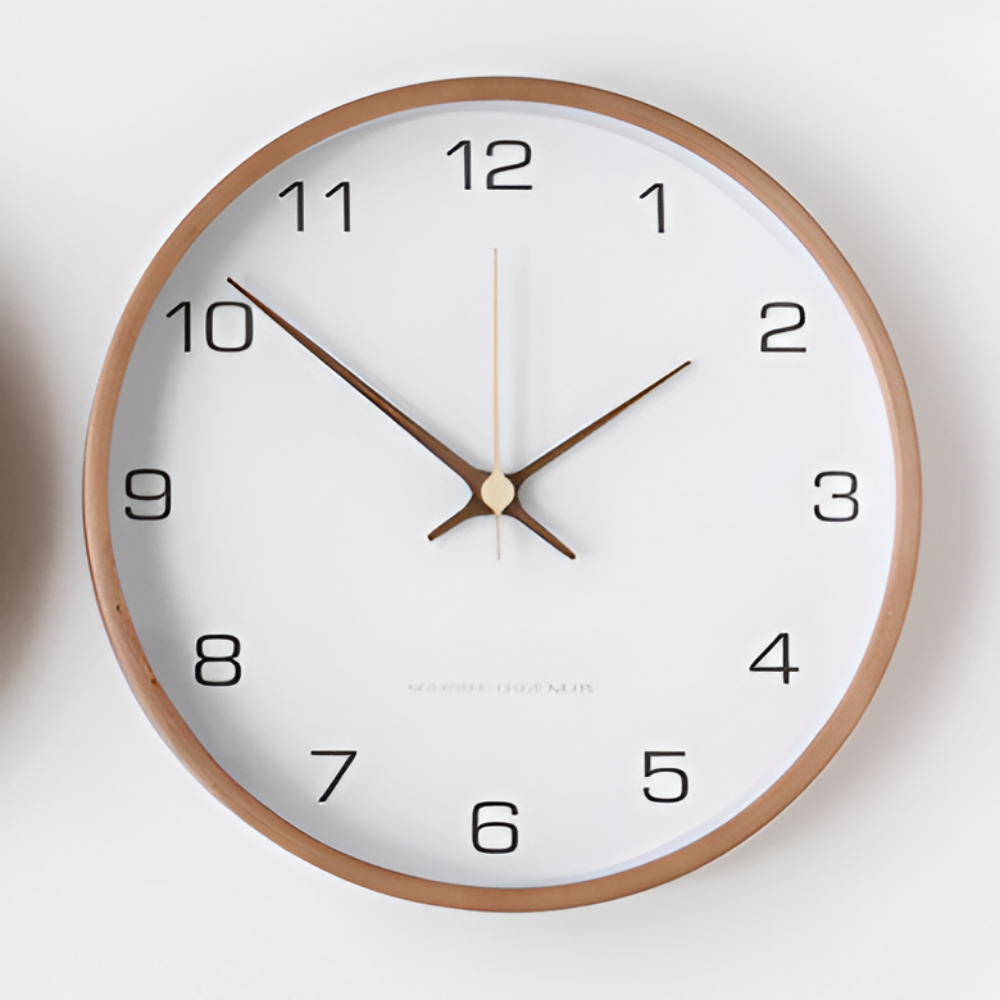 Modern Wall Clock - Gray and White Round Wood Design for Home or Workspace