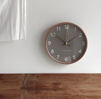 Modern Wall Clock - Gray and White Round Wood Design for Home or Workspace