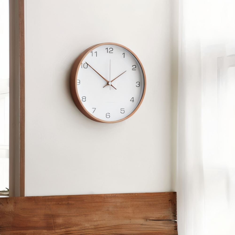 Modern Wall Clock - Gray and White Round Wood Design for Home or Workspace