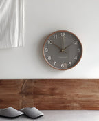 Modern Wall Clock - Gray and White Round Wood Design for Home or Workspace