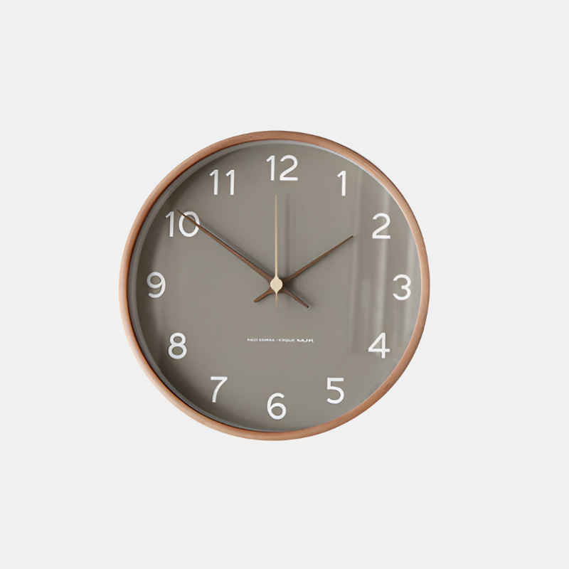 Modern Wall Clock - Gray and White Round Wood Design for Home or Workspace