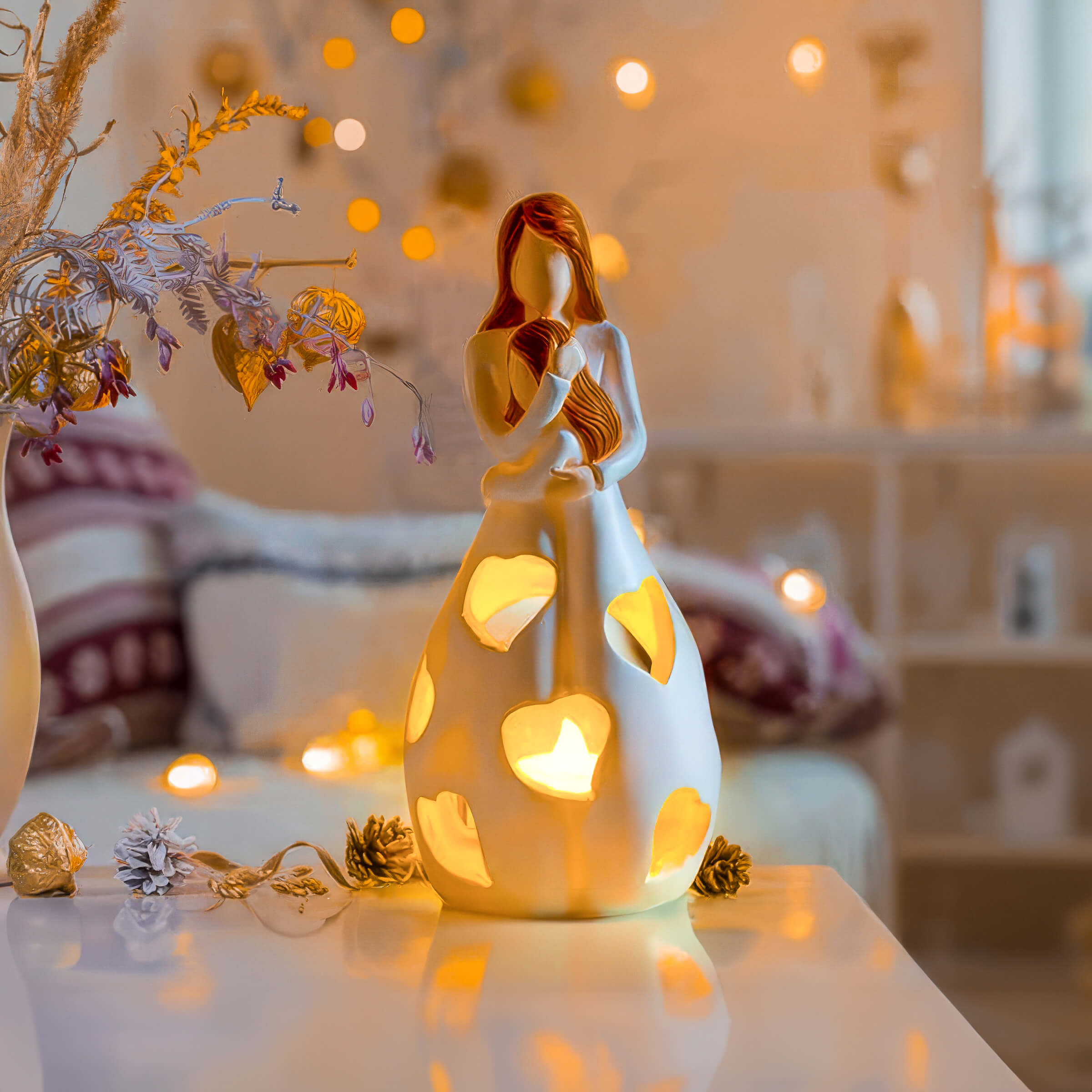 Mother and Child Candle Holder – Decorative Resin Accent for Home Decor 4