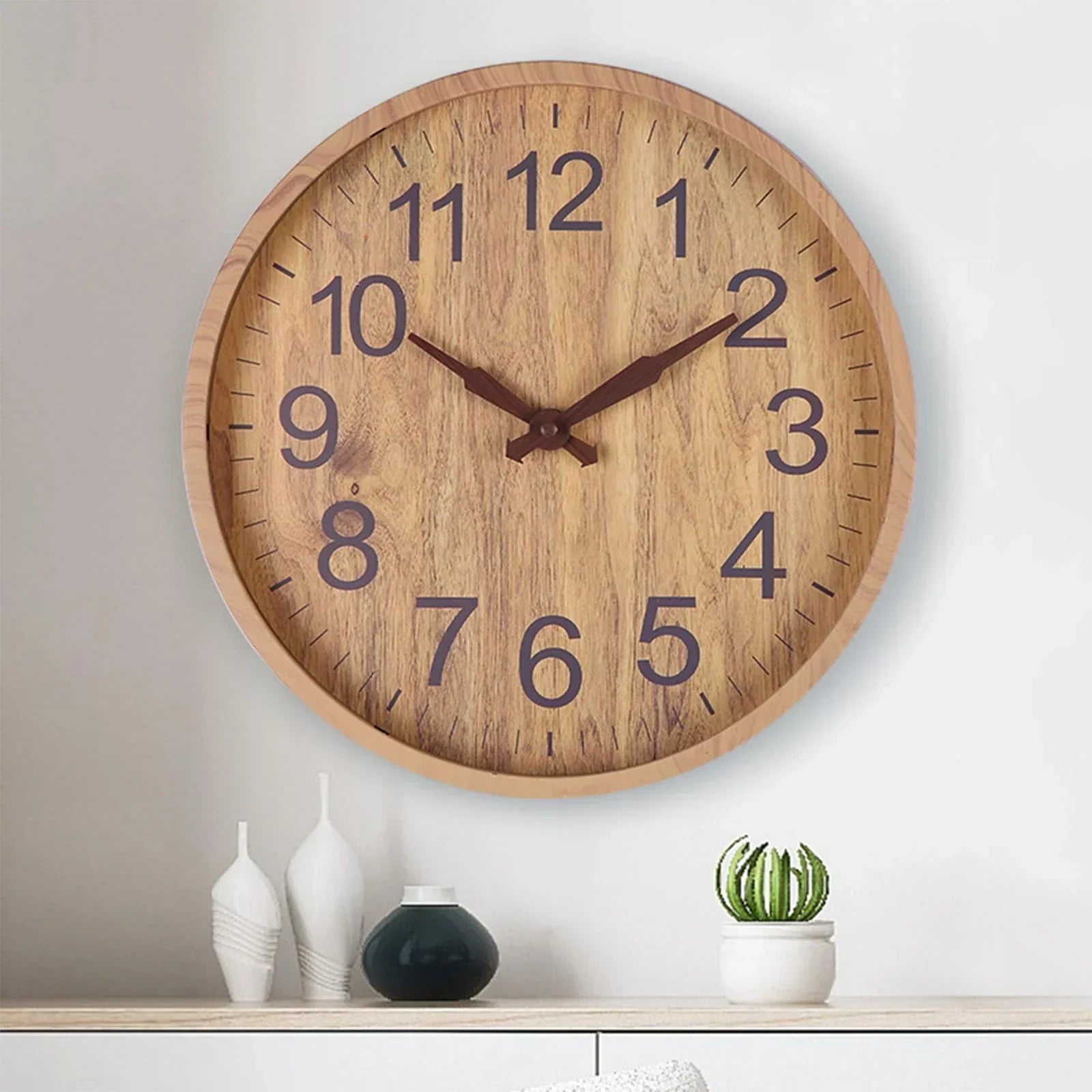 Modern Wooden Wall Clock – Minimalist Silent Timepiece for Home Décor