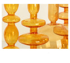 Orange Glass Candle Holders - Artistic, Modern Design for Tabletop or Mantel Display