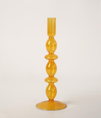 Orange Glass Candle Holders - Artistic, Modern Design for Tabletop or Mantel Display