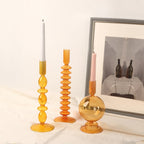 Orange Glass Candle Holders - Artistic, Modern Design for Tabletop or Mantel Display