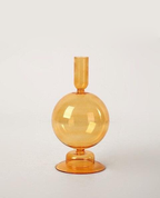 Orange Glass Candle Holders - Artistic, Modern Design for Tabletop or Mantel Display
