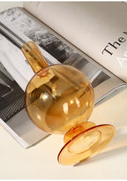 Orange Glass Candle Holders - Artistic, Modern Design for Tabletop or Mantel Display