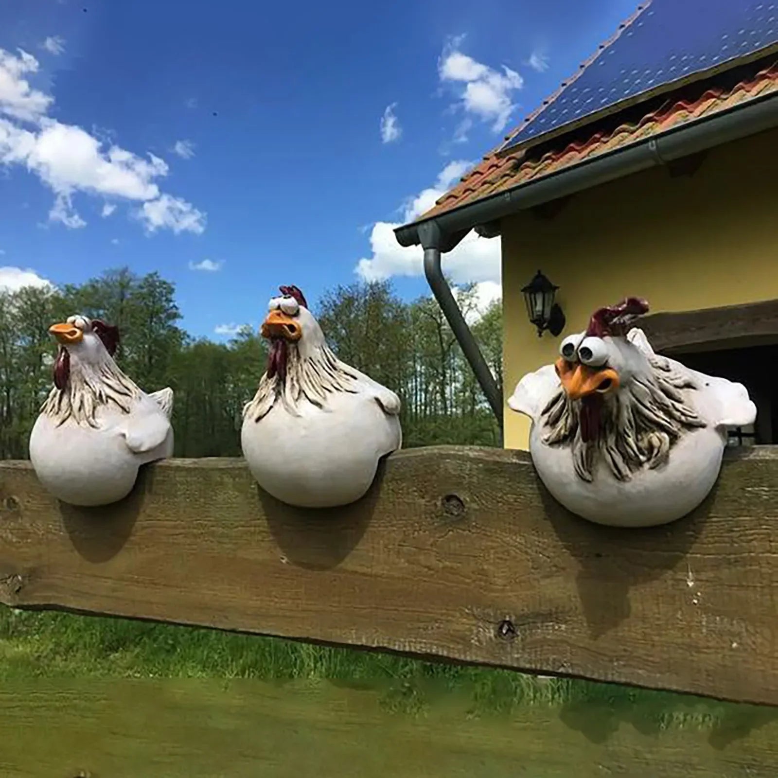 Playful Chicken Garden Ornaments – Whimsical Outdoor Wall Art for Fences 2