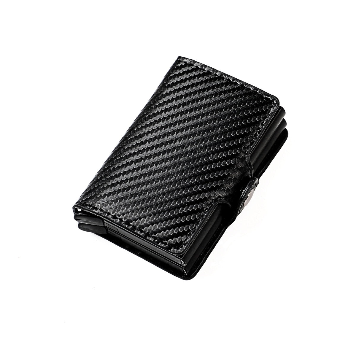 RFID Leather Wallet - Double Pop-Up Aluminum Case for Secure Card Storage