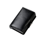 RFID Leather Wallet - Double Pop-Up Aluminum Case for Secure Card Storage