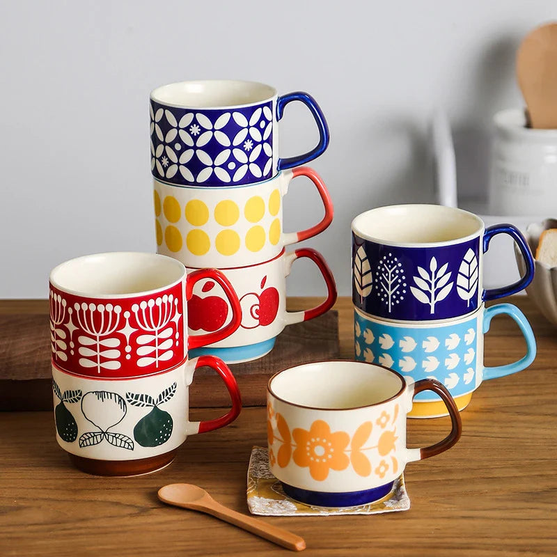 Retro Coffee Ceramic Cups – Chic Vintage Charm for Your Daily Brew-Mugs-Unique Casa-Unique Casa