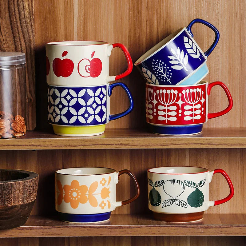 Retro Coffee Ceramic Cups – Chic Vintage Charm for Your Daily Brew-Mugs-Unique Casa-Unique Casa