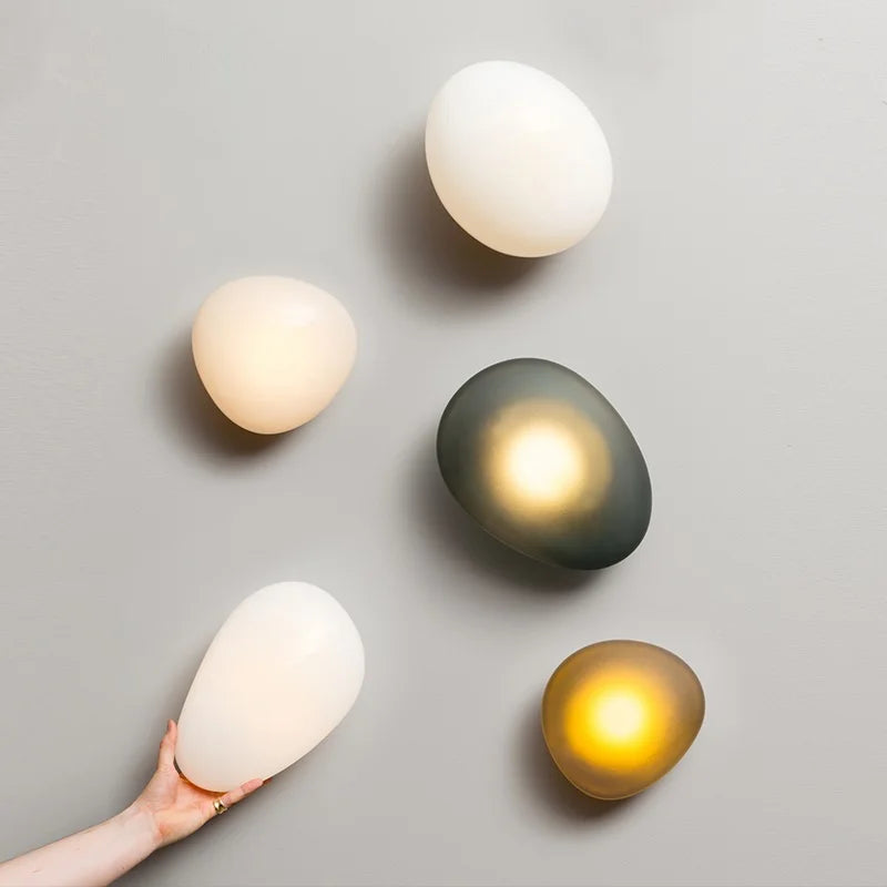 Elegant Frosted Glass Pebble Wall Lamp – Minimalist Nordic Style Ambient Lighting-Wall Light Fixtures-Unique Casa-Unique Casa