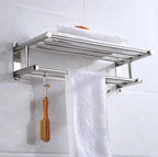Wall-Mounted Bathroom Towel Rack – Space-Saving Steel Shelf Organizer