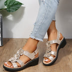 Women’s Orthopedic Summer Sandals - Supportive & Comfortable Footwear For Warm Weather-Women Sandals Wedges Summer-Unique Casa-Gold-AU 4 [EU35]-Unique Casa