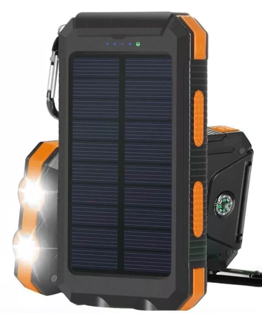 Solar Power Bank – 500000mAh Waterproof Outdoor Charger with Dual USB & LED Light