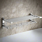 Wall-Mounted Bathroom Towel Rack – Space-Saving Steel Shelf Organizer