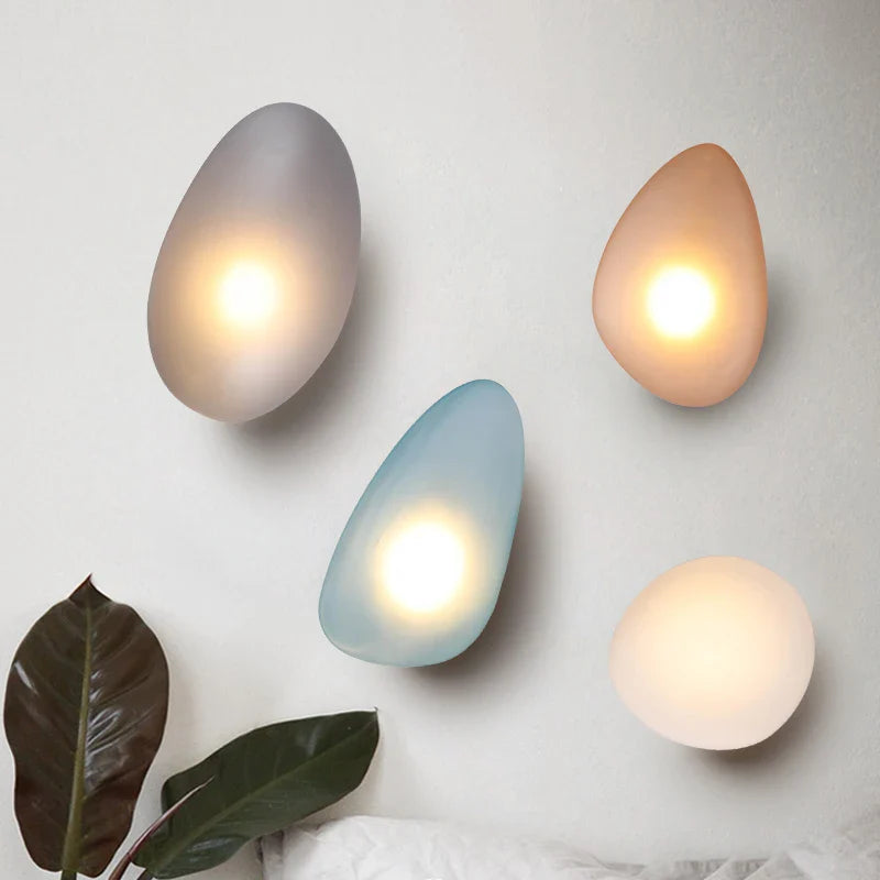 Elegant Frosted Glass Pebble Wall Lamp – Minimalist Nordic Style Ambient Lighting-Wall Light Fixtures-Unique Casa-Unique Casa