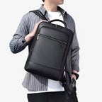 Leather Laptop Backpack with USB Charging Port – Travel & Work Bag