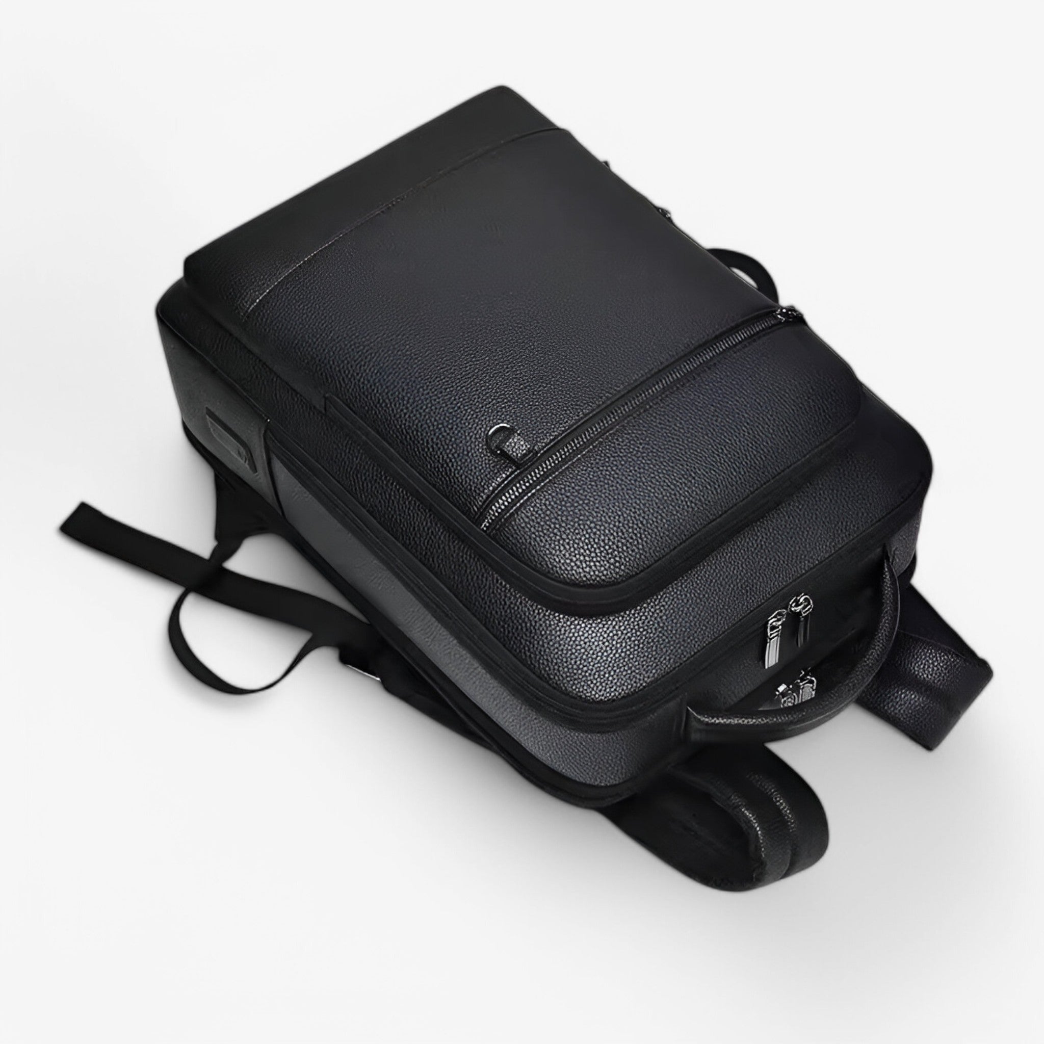 Leather Laptop Backpack with USB Charging Port – Travel & Work Bag