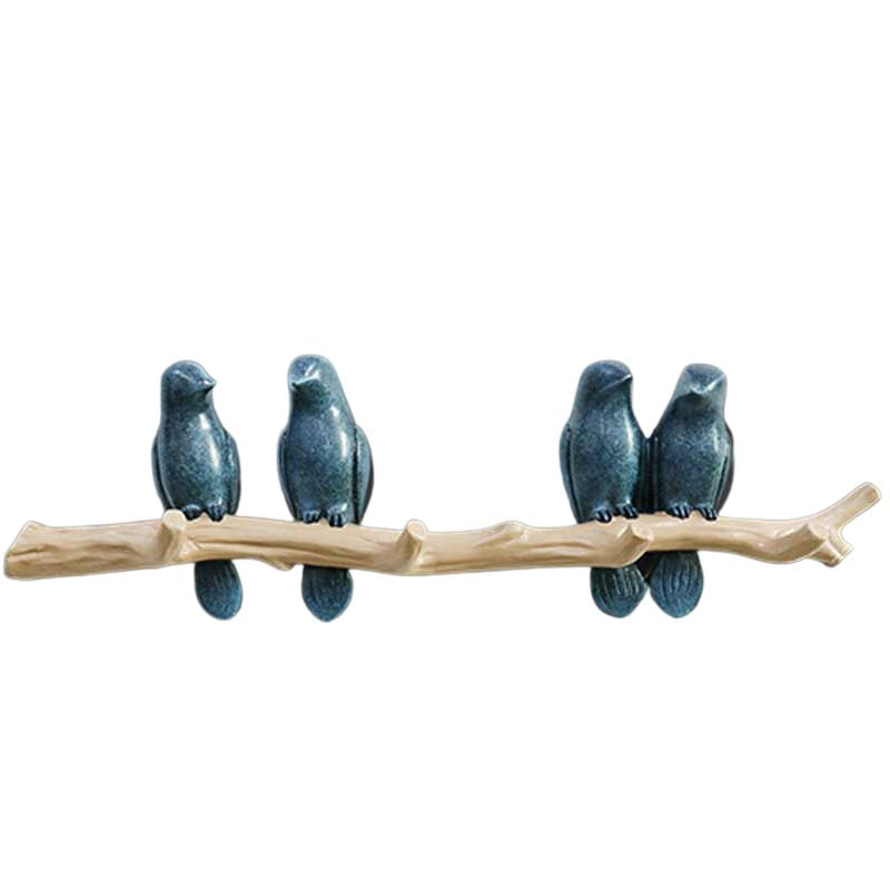 Singing Birds Hanger – Elegant Nature-Inspired Wall Decoration-Wall Decoration-Unique Casa-Dark Blue-Four Birds-Unique Casa