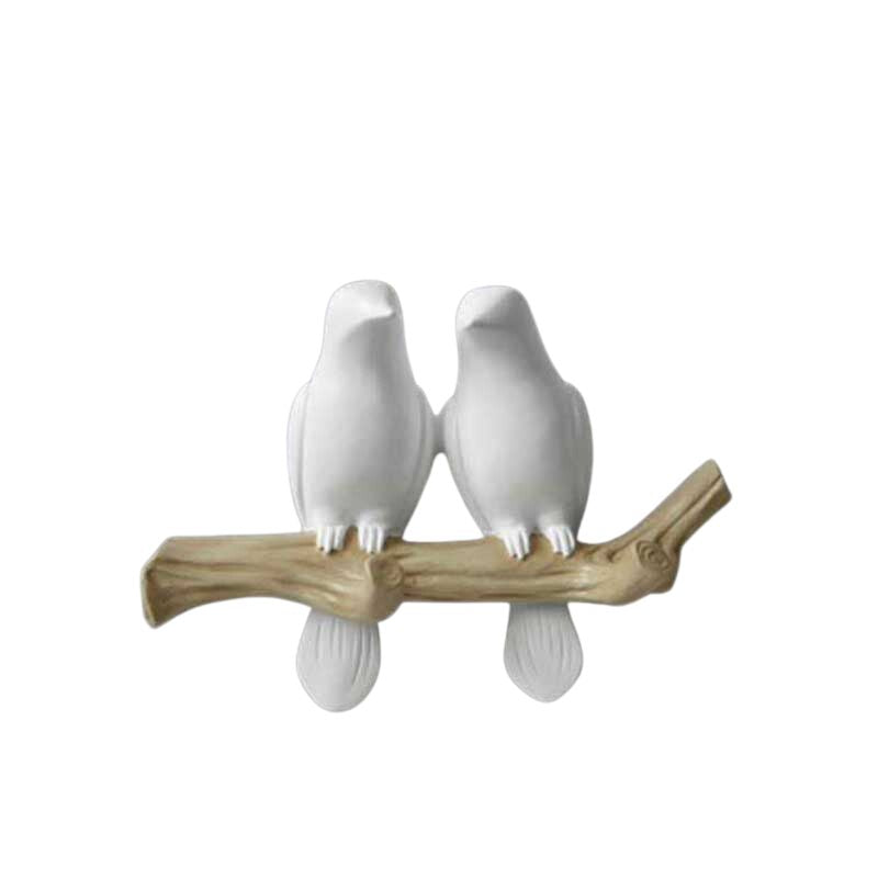 Singing Birds Hanger – Elegant Nature-Inspired Wall Decoration-Wall Decoration-Unique Casa-White-Two Birds-Unique Casa