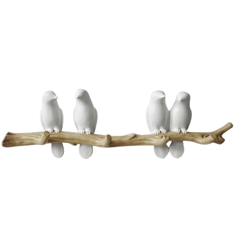 Singing Birds Hanger – Elegant Nature-Inspired Wall Decoration-Wall Decoration-Unique Casa-White-Four Birds-Unique Casa