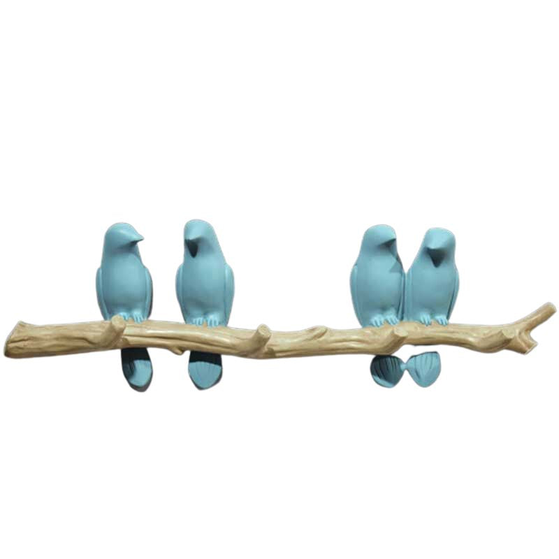 Singing Birds Hanger – Elegant Nature-Inspired Wall Decoration-Wall Decoration-Unique Casa-Blue-Four Birds-Unique Casa