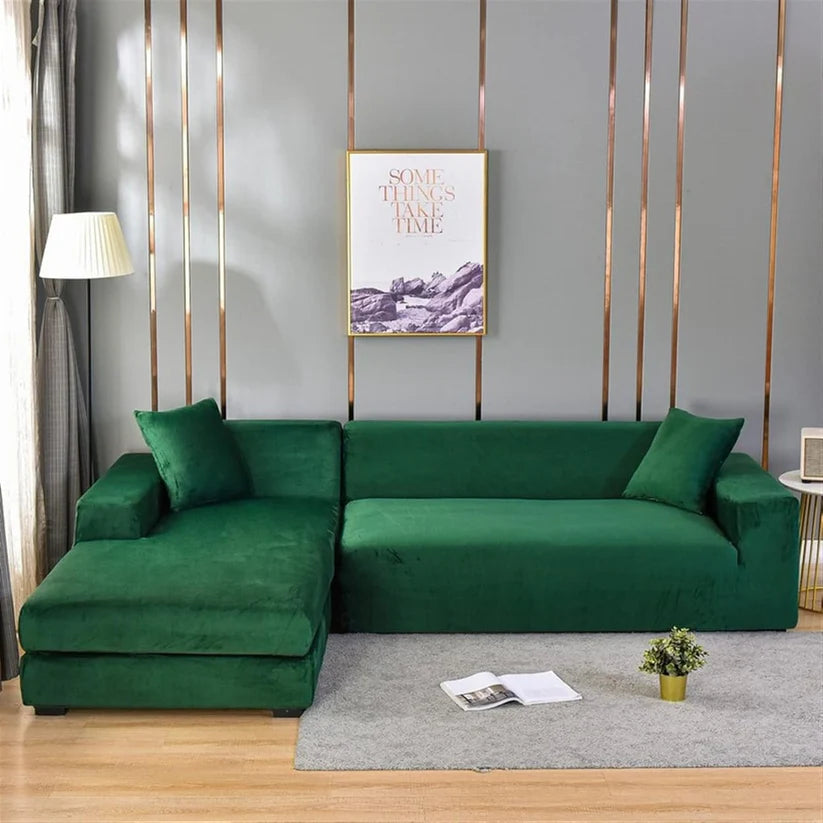 High-Quality Stretch Velvet Sofa Covers – Soft, Durable, and Elegant Furniture Protection-Sofa Cover-Unique Casa-Green-1 Seat (90-140 cm)-Unique Casa
