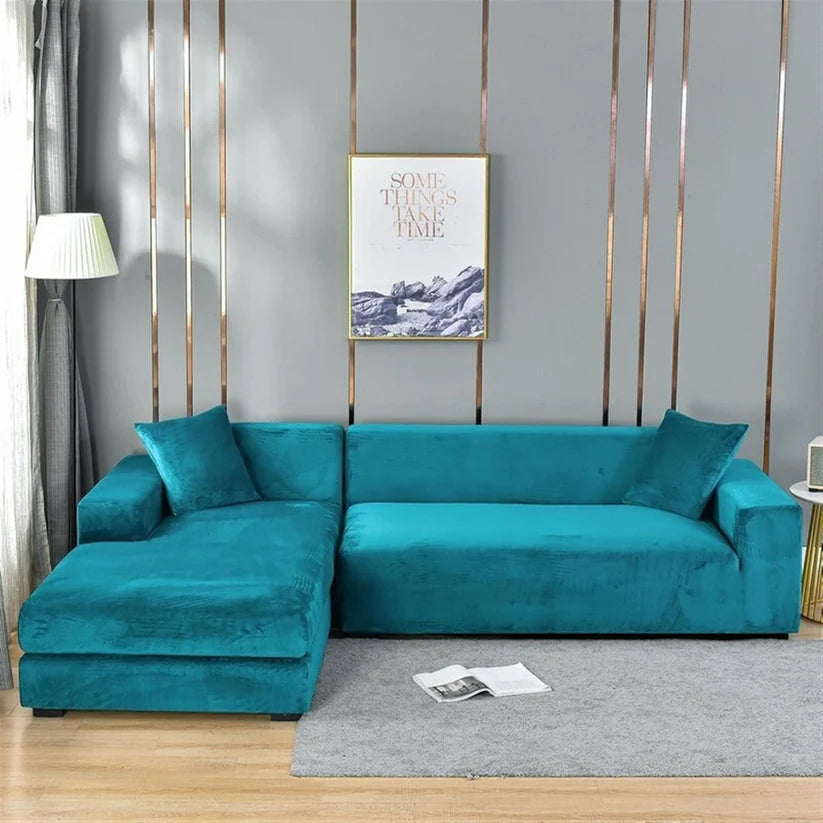 High-Quality Stretch Velvet Sofa Covers – Soft, Durable, and Elegant Furniture Protection-Sofa Cover-Unique Casa-Pacific blue-1 Seat (90-140 cm)-Unique Casa