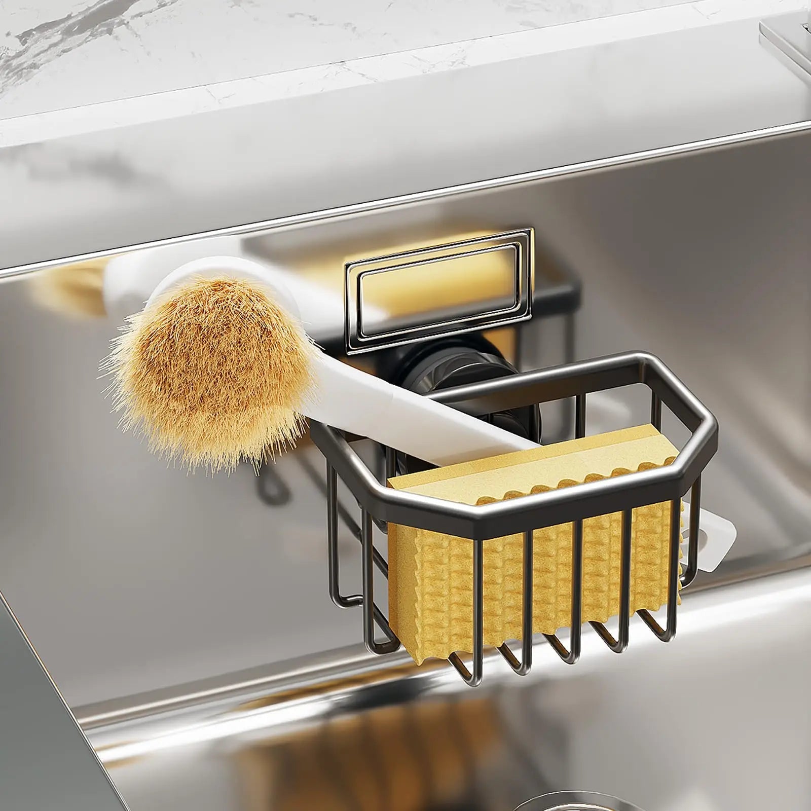 Suction Cup Kitchen Sink Caddy – Space-Saving Sponge Holder Organizer 1
