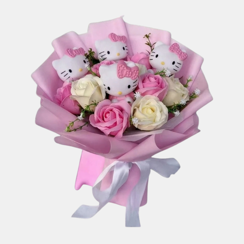 Hello Kitty Flowers Bouquet – Charming Gift for Any Occasion-Unique Casa-4 Pink-Unique Casa