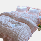 Coquette Princess Bedding Set – Charming and Elegant Comfort for a Royal Bedroom Look-Bedding Set-Unique Casa-Pink-Single 3 pcs-Unique Casa