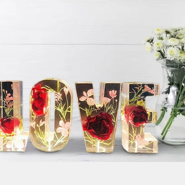 Resin Flower Table Lamp Letters – Decorative Illuminated Accents for Personalized Home Style-Unique Casa-Unique Casa