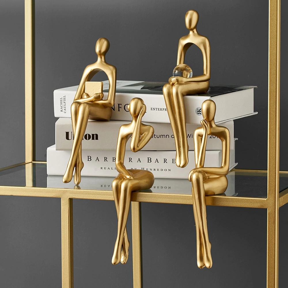 Unique Abstract Figurines for Bookshelf Decor – Handcrafted Artistic Accents 1