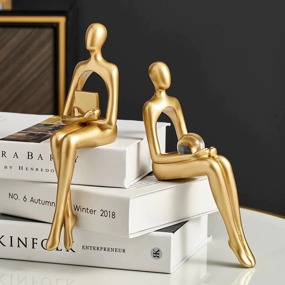 Unique Abstract Figurines for Bookshelf Decor – Handcrafted Artistic Accents 5