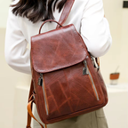 Anti-Theft Leather Backpack – Stylish Security for Modern Women-Backpacks-Unique Casa-Unique Casa