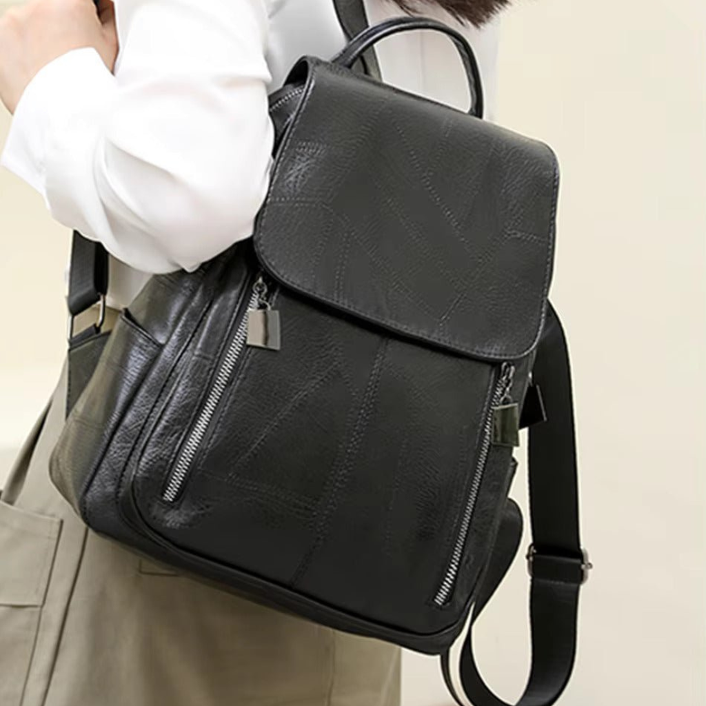 Anti-Theft Leather Backpack – Stylish Security for Modern Women-Backpacks-Unique Casa-Unique Casa