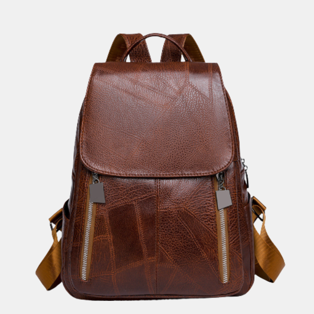 Anti-Theft Leather Backpack – Stylish Security for Modern Women-Backpacks-Unique Casa-Brown-Unique Casa