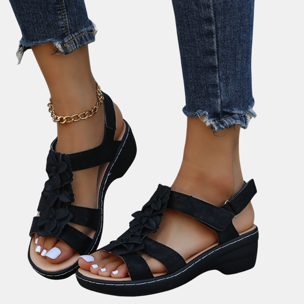 Women’s Orthopedic Summer Sandals - Supportive & Comfortable Footwear For Warm Weather-Women Sandals Wedges Summer-Unique Casa-Black-AU 4 [EU35]-Unique Casa