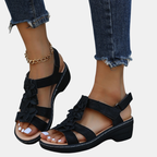 Women’s Orthopedic Summer Sandals - Supportive & Comfortable Footwear For Warm Weather-Women Sandals Wedges Summer-Unique Casa-Black-AU 4 [EU35]-Unique Casa