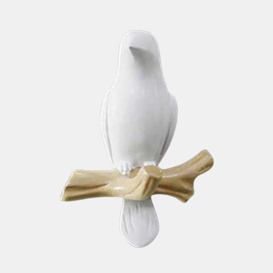 Singing Birds Hanger – Elegant Nature-Inspired Wall Decoration-Wall Decoration-Unique Casa-White-One Bird-Unique Casa