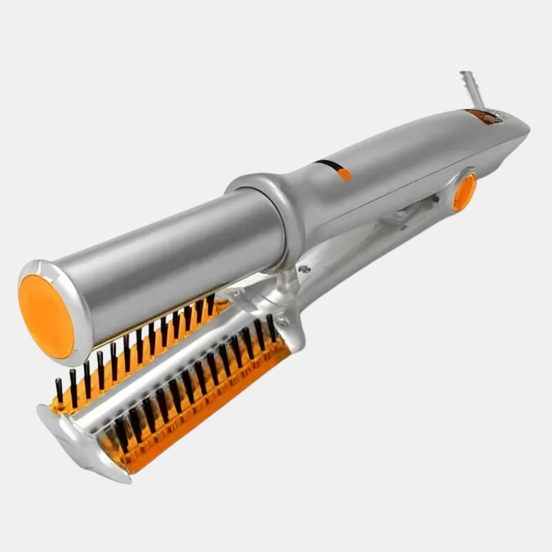 2-in-1 Rotating Iron Hair Brush For Effortless Styling And Volumized Shine-Unique Casa-Buy 1-Yellow-Unique Casa