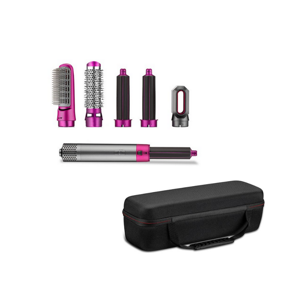 5 in 1 Hair Dryer Multi-Function Styler For Quick And Easy Hair Care-Rotating Hair Dryer Blowout Brush-Unique Casa-Pink + Travel bag (Dark)-Unique Casa